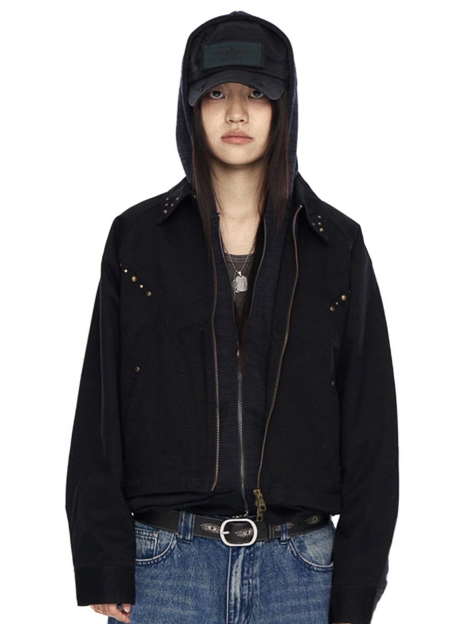 【AAKAM】Incision Studded Cotton Jacket