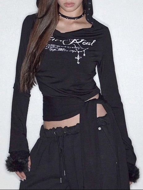 【NOT KNOWING】Cowl Tied Warm Hoodie / 【ノットノーイング】カウルタイワームフード長袖Tシャツ