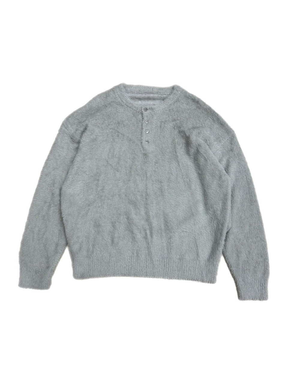 受注制【Chikashitsu +】henry neck hairy knit / 【チカシツプラス】ヘンリーネックヘアリー長袖ニット (5color)