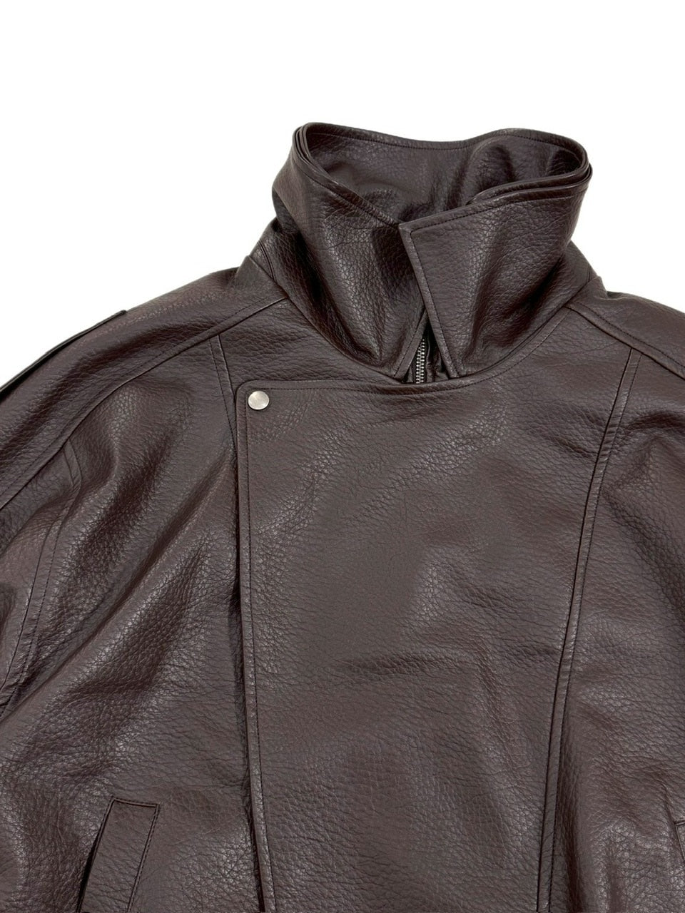 受注制【Chikashitsu +】high neck non-leather bomber jacket / 【チカシツプラス】ハイネックノンレザーボンバージャケット (2color)