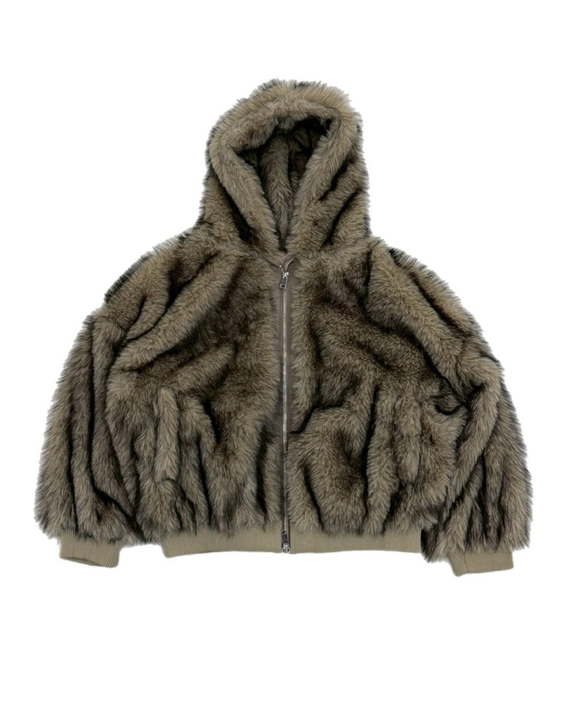 受注制【Chikashitsu +】oversized hooded fur blouson / 【チカシツプラス】オーバーサイズフーデッドファーブルゾン (4color)