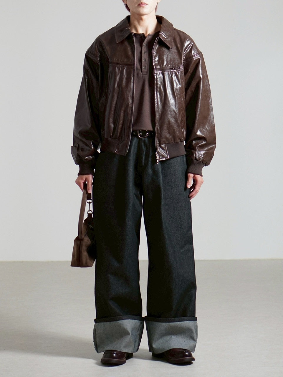 受注制【Chikashitsu +】round stitch non-leather jacket / 【チカシツプラス】ラウンドステッチノンレザージャケット (2color)