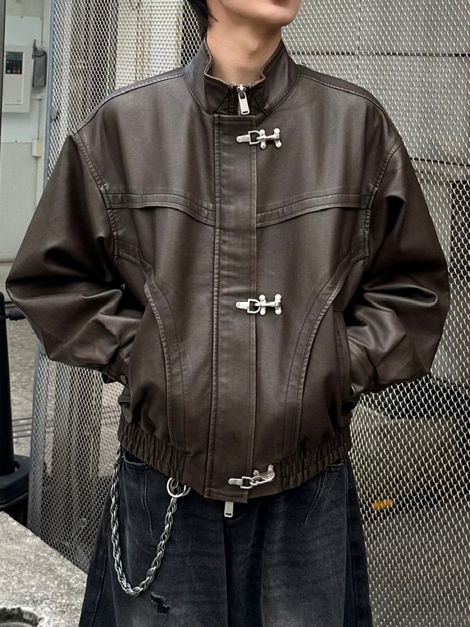 大阪店WEB限定受注制【Chikashitsu +】overfit fireman leather jacket / 【チカシツプラス】オーバーフィットファイアマンレザージャケット (2color)