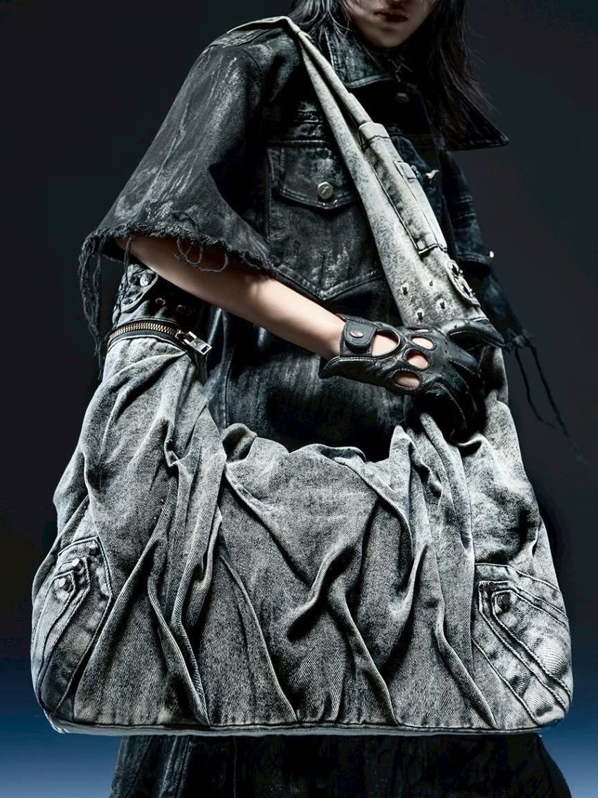 1/2 20:00再販【RICH】Crinkle Denim Stone Washed Bag / 【リッチ】ストーンウォッシュドデニムショルダーバッグ