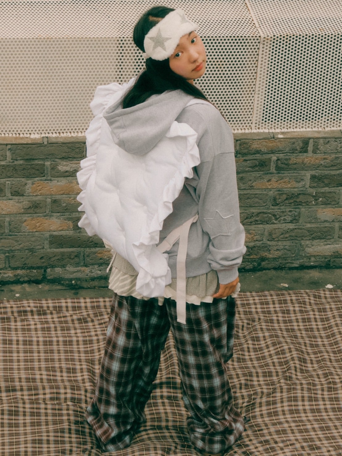 【TUOMIO】CHECK MIXED JERSEY DRESS / 【トゥオミオ】チェックミックスジャージワンピース