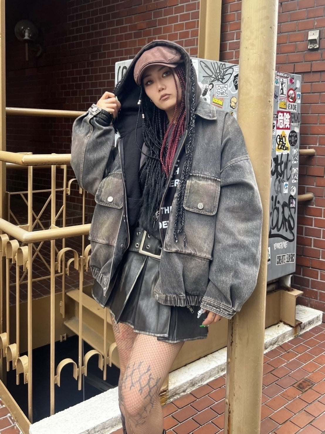 【Never mind the XU】belt pleats leather skirt / 【ネバーマインドザエックスユー】ベルト付きプリーツレザーミニスカート (2color)