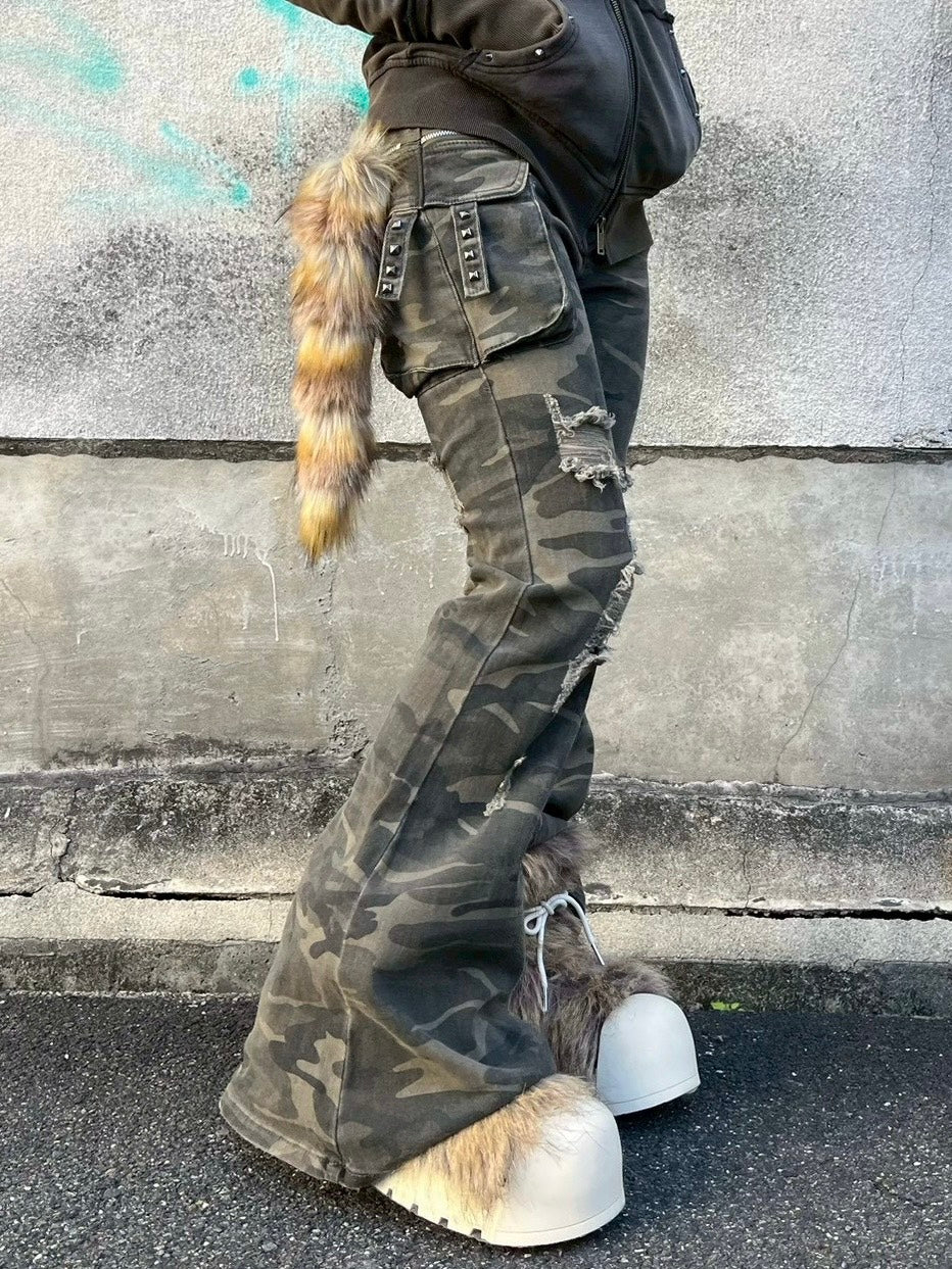 【Never mind the XU】camouflage flare pants / 【ネバーマインドザエックスユー】カモフラージュフレアパンツ
