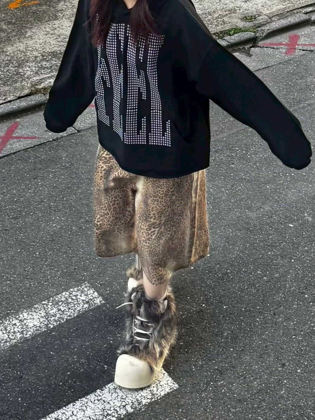 【Never mind the XU】leopard half pants / 【ネバーマインドザエックスユー】レオパードハーフパンツ (2color)