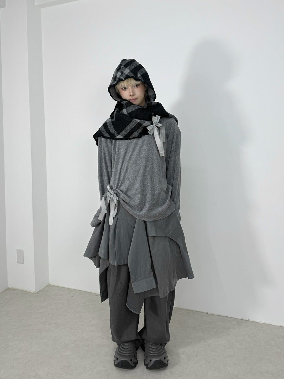 国際配送【Nerd out XU】knit hood muffler / 【ナードアウトエックスユー】ニットフードマフラー (2color)