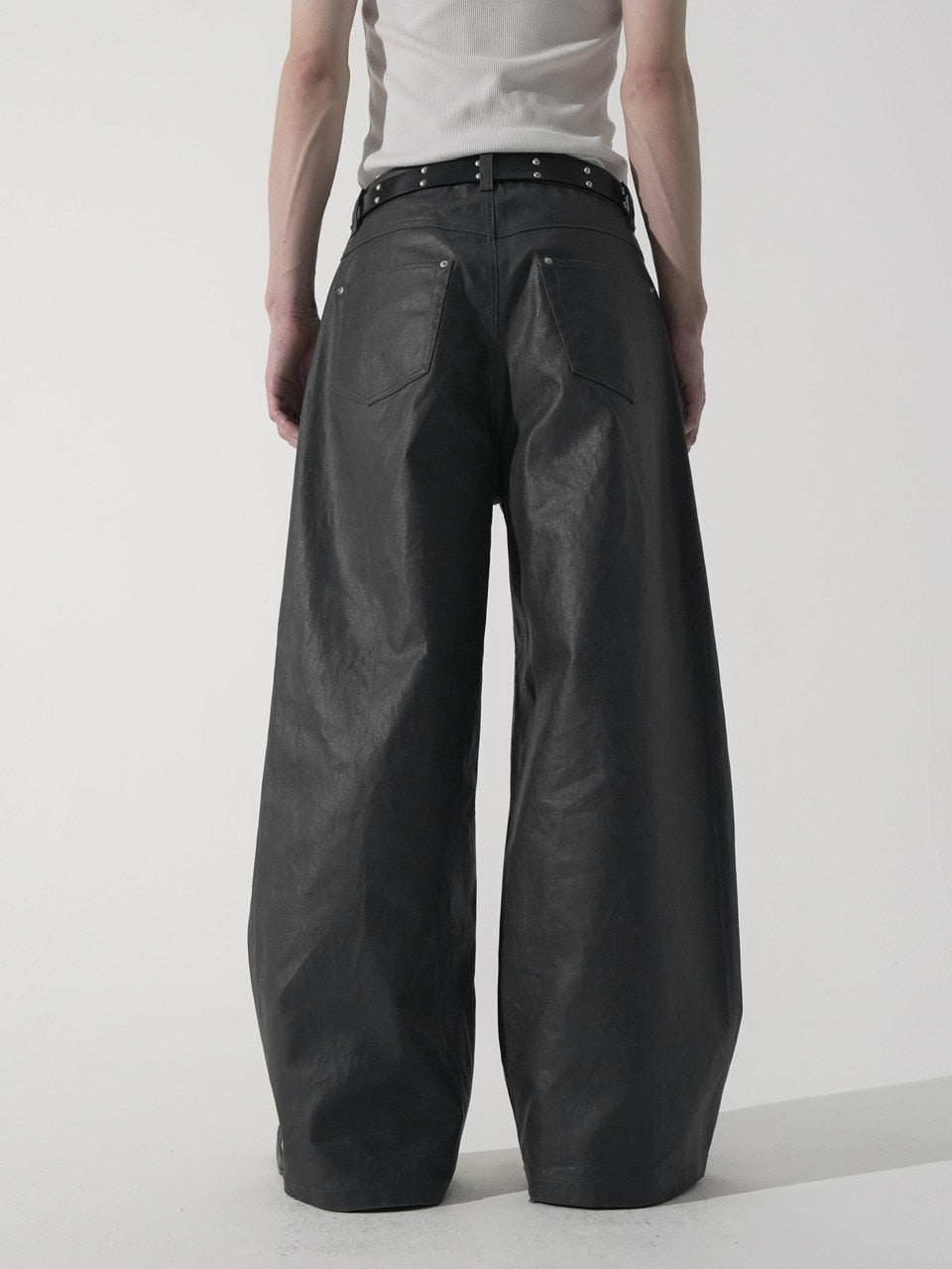 【CS】coated wide denim pants(dark gray)