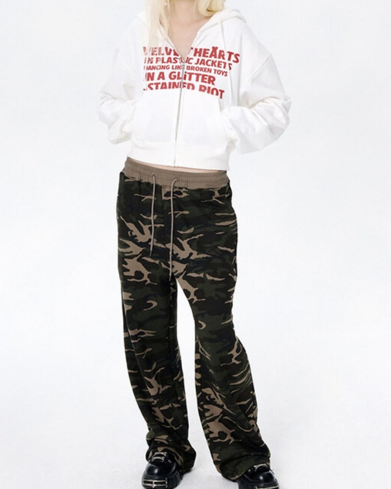 【runningHIGH】[RENEWAL] LETTERING CROP ZIP UP HOODIE / 【ランニングハイ】レタリングクロップジップアップパーカー