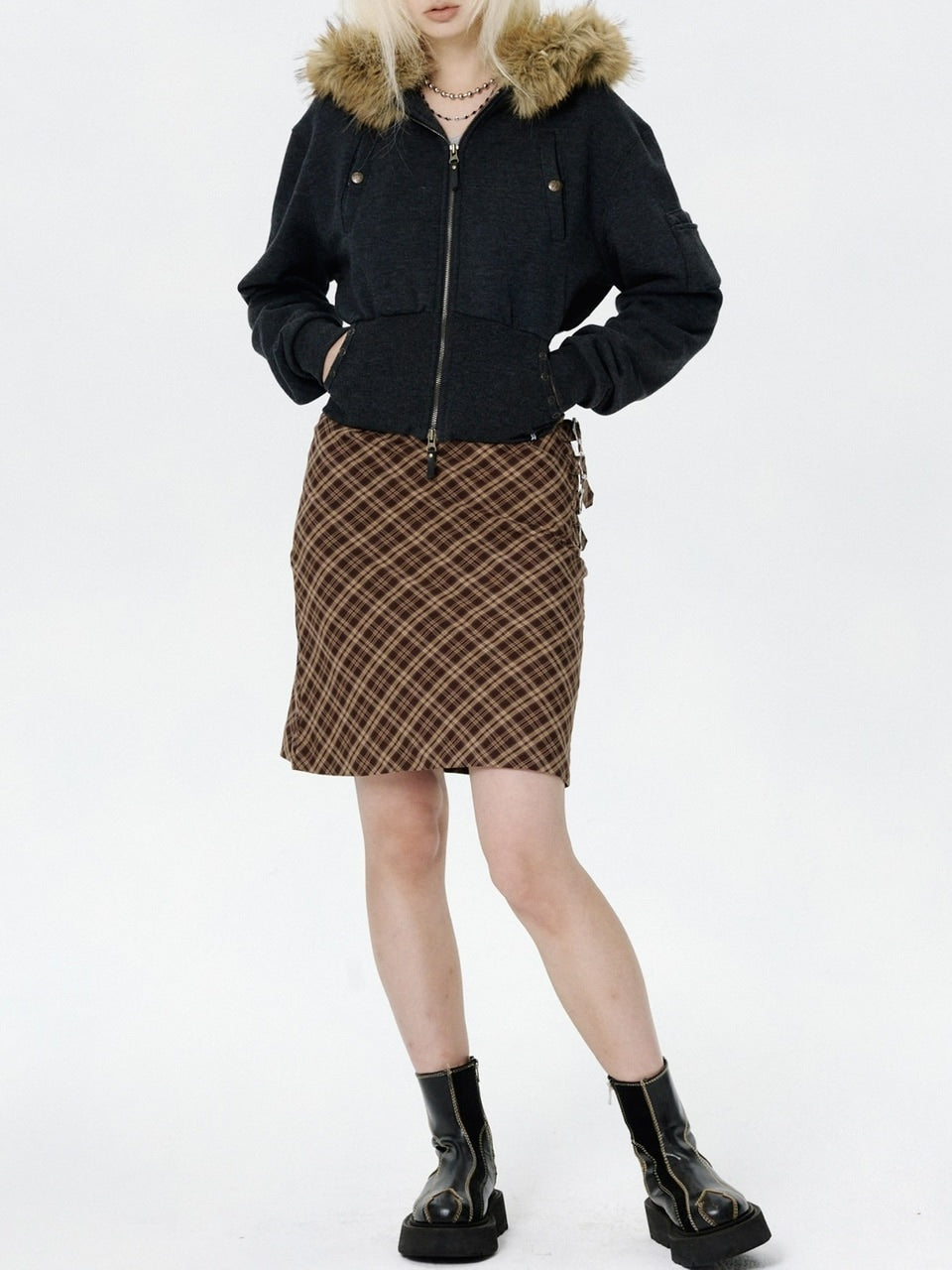 【runningHIGH】FUR ZIP UP HOODIE / 【ランニングハイ】ファージップアップパーカー