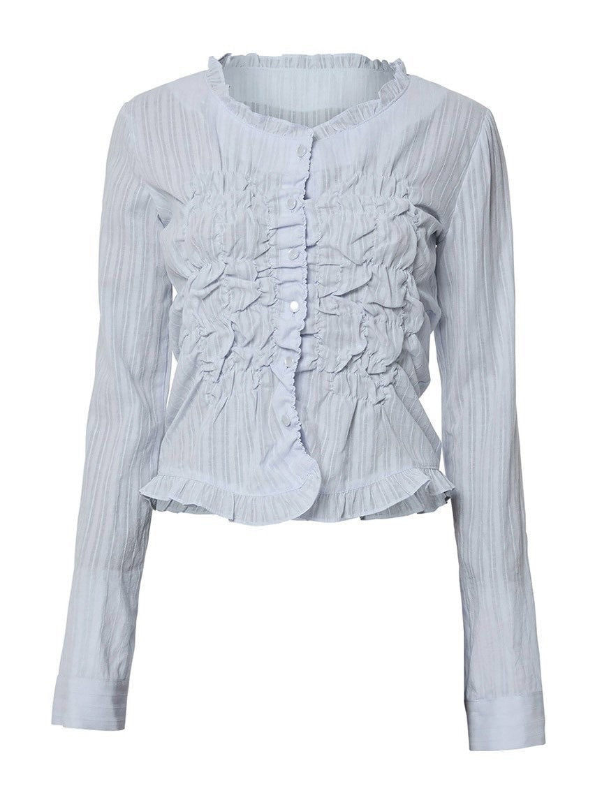 【FLAREUP】Saya Frill Puff Long Blouse / 【フレアアップ】サヤフリルパフロングシャツ