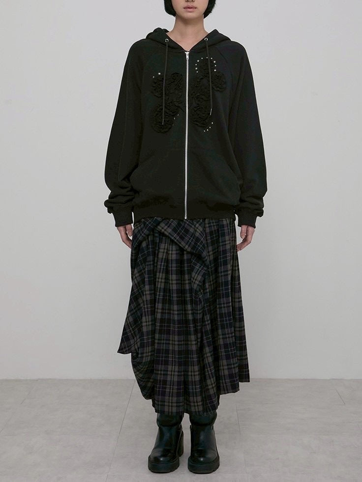 【FLAREUP】Ruffle Zip Hoodie / 【フレアアップ】ラッフルジップアップパーカー