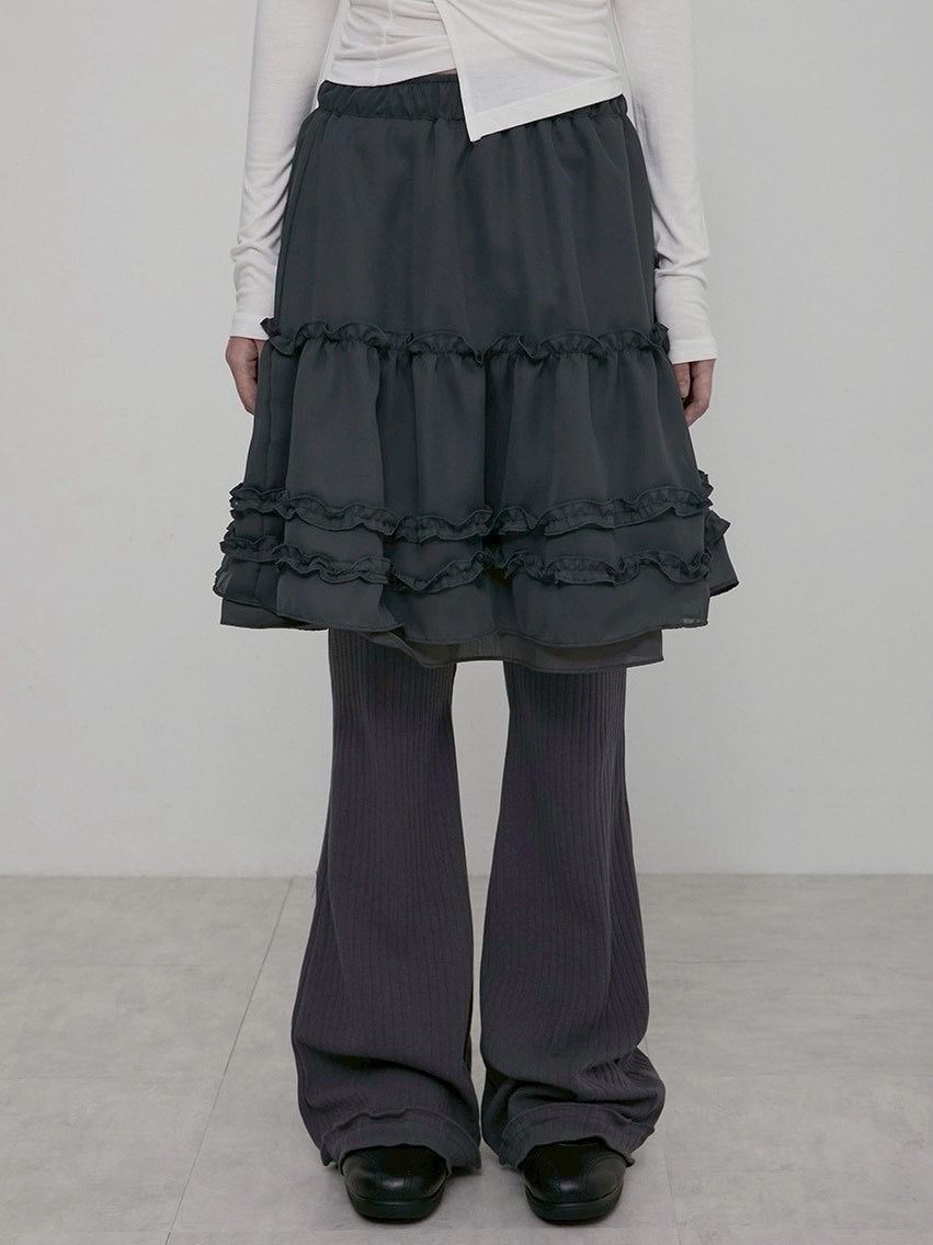 【FLAREUP】3-Layered Ruffle Skirt Pants / 【フレアアップ】3レイヤードラッフルスカートパンツ