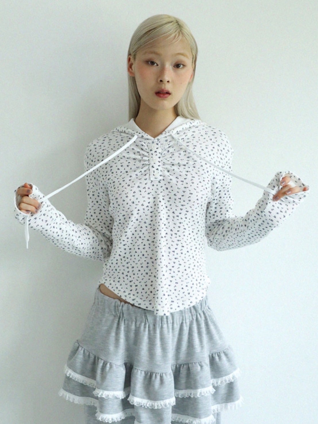 12/21 20:00 再販【Uglyshadow】FLOWER WAFFLE HOODIE