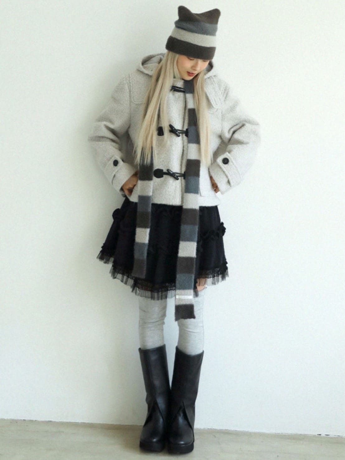 12/21 20:00 再販【Uglyshadow】STRIPED CAT BEANIE