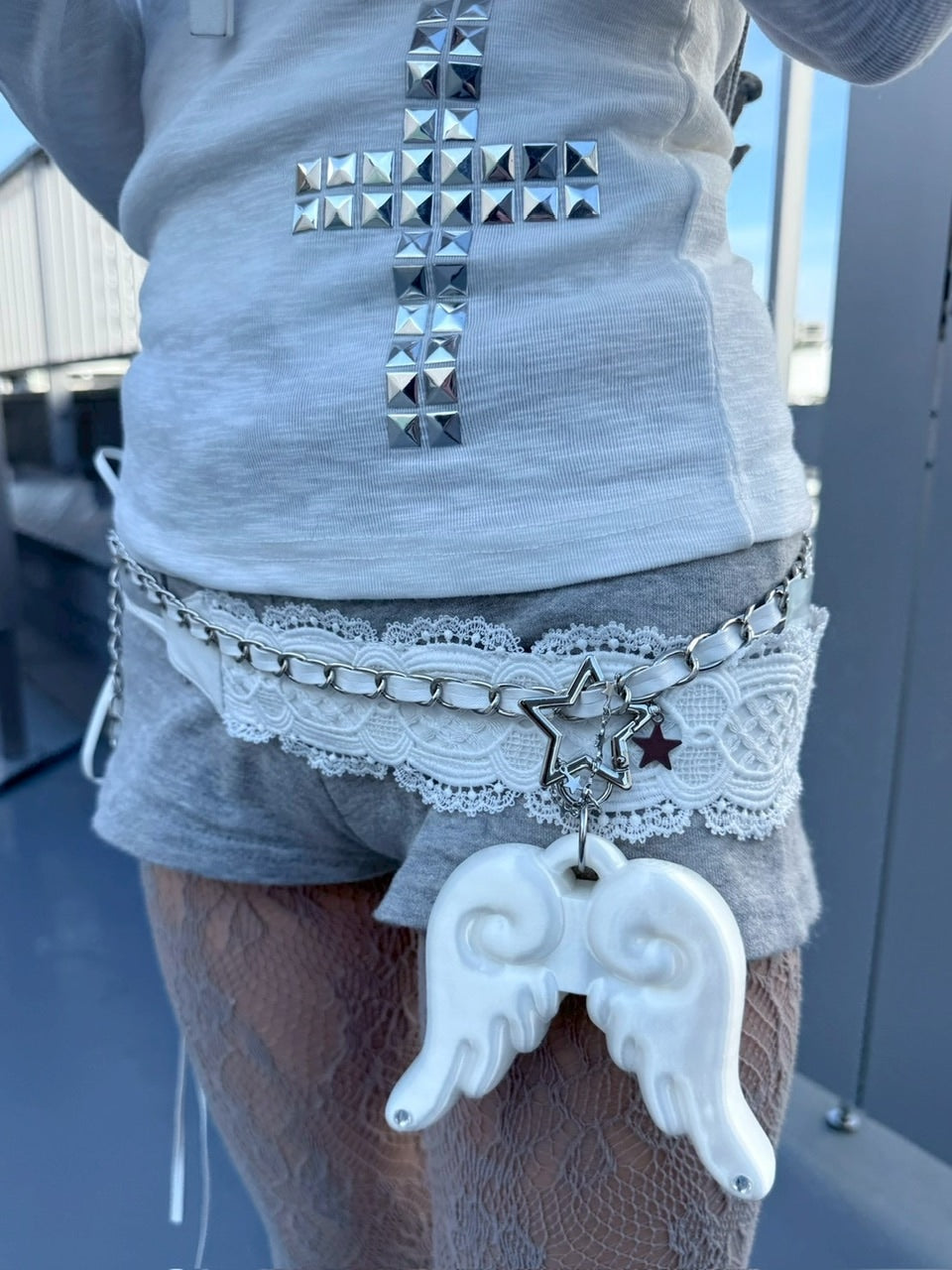 受注制【nmtc +】lace leather belt / 【エヌエムティーシープラス】レースレザーベルト (2color)