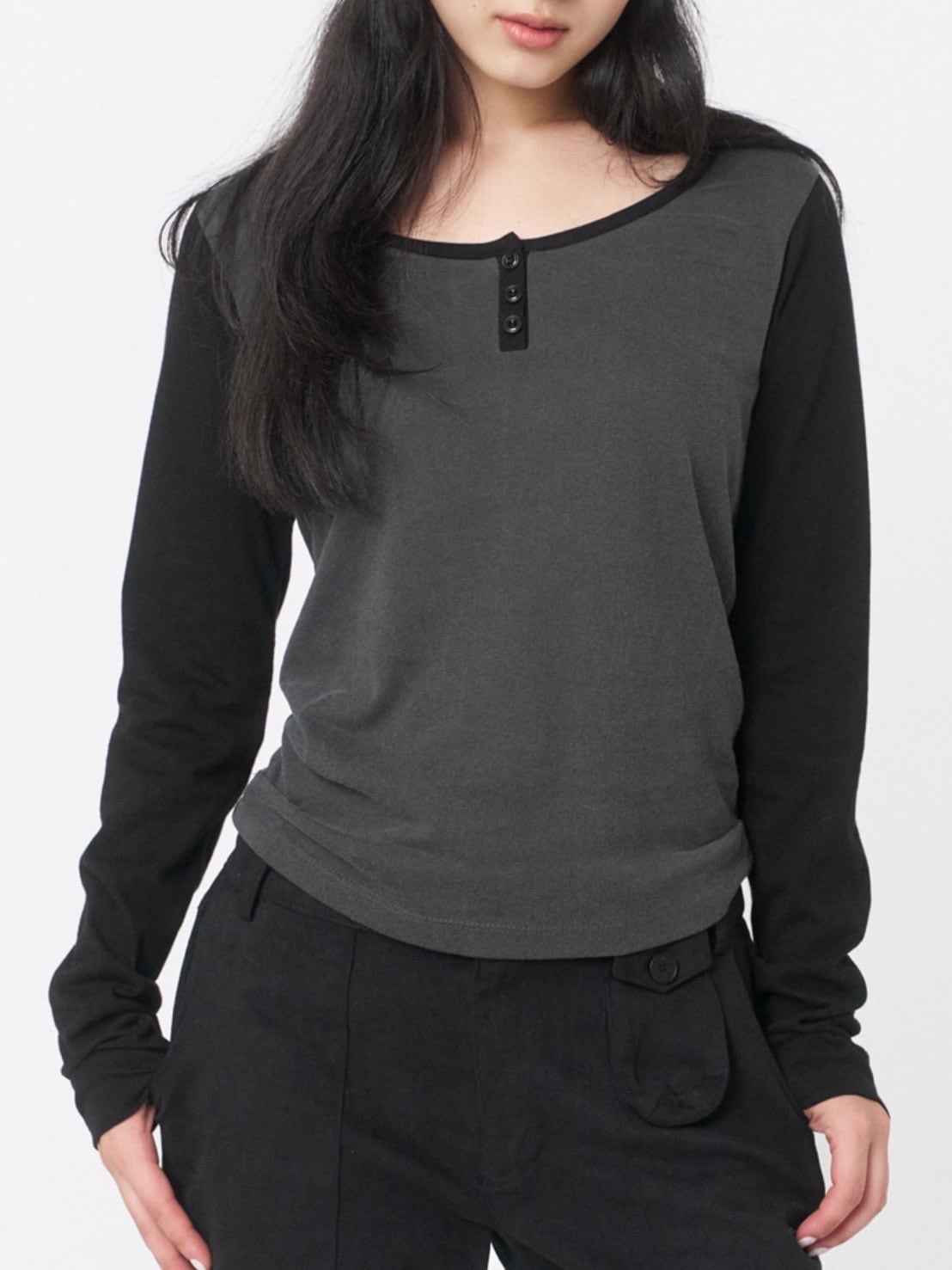 【Miseki seoul】Henley neck long sleeves