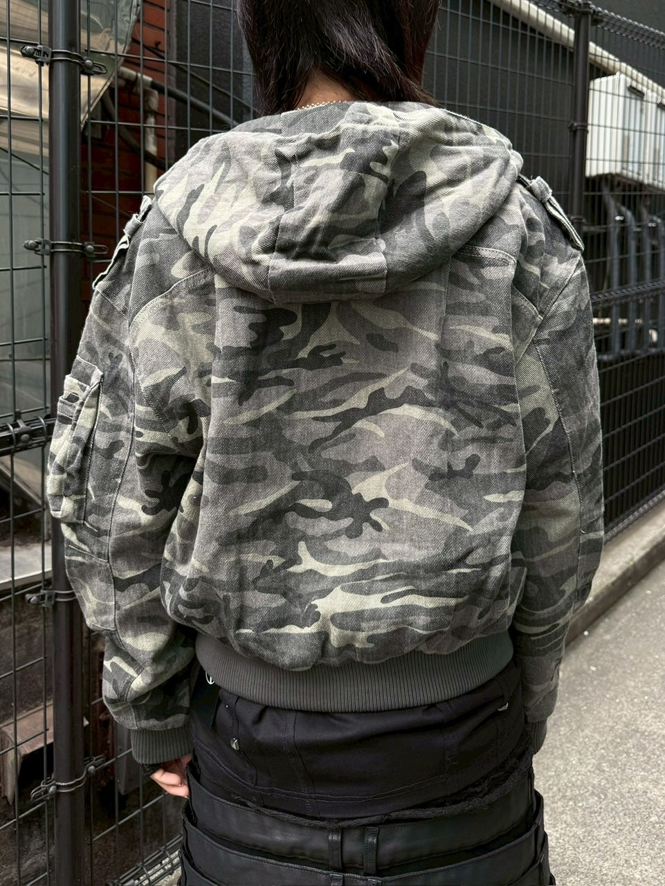 【Never mind the XU】camouflage zip up jacket / 【ネバーマインドザエックスユー】カモフラージュジップアップフードジャケット