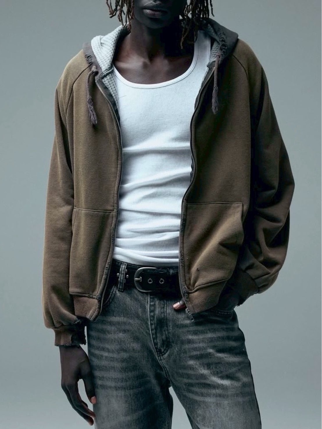 【BASKETCASE】HENCH, thermal lined zip-up hoodie /【バスケットケース】ブラーサーマルジップパーカー