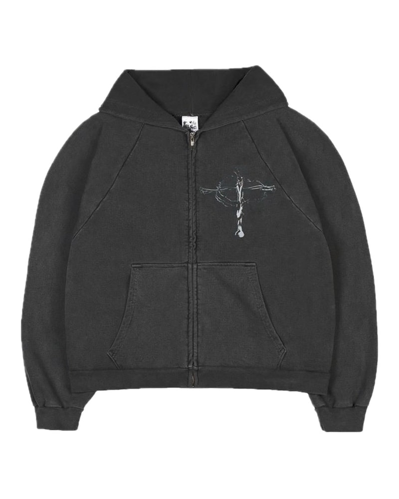【BASKETCASE】ROADRASH, zip-up hoodie / 【バスケットケース】グラフィックデザインポケットジップップパーカー