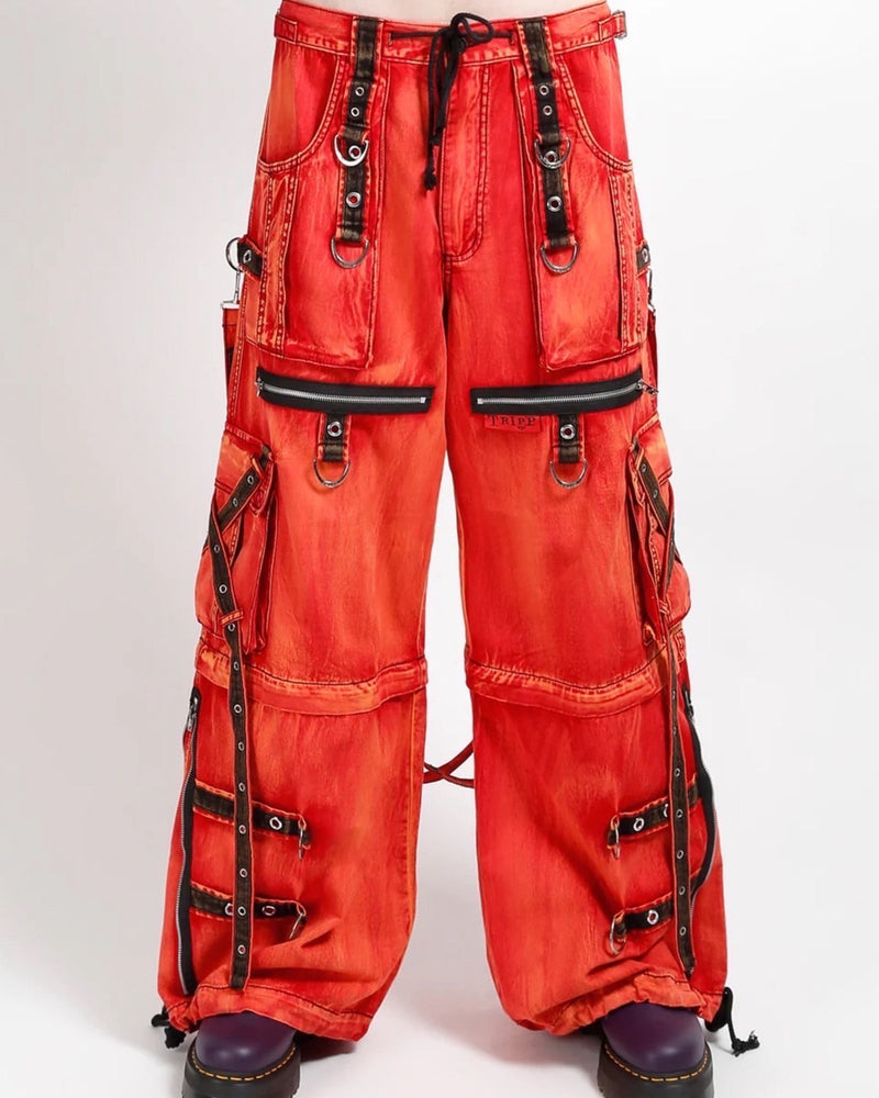 【TRIPP nyc】X-STRAP PANT FIRE WASH[AF7144MB] / 【トリップ ニューヨーク 】ボンテージストラップファイヤーワイドデニムパンツ