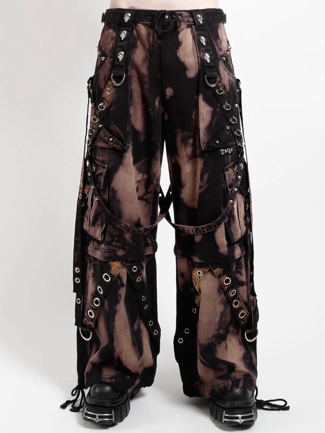 【TRIPP nyc】STORM WASH DENIM PANT[BD7145MB] / 【トリップ ニューヨーク 】ボンテージストラップタイダイウォッシュワイドデニムパンツ