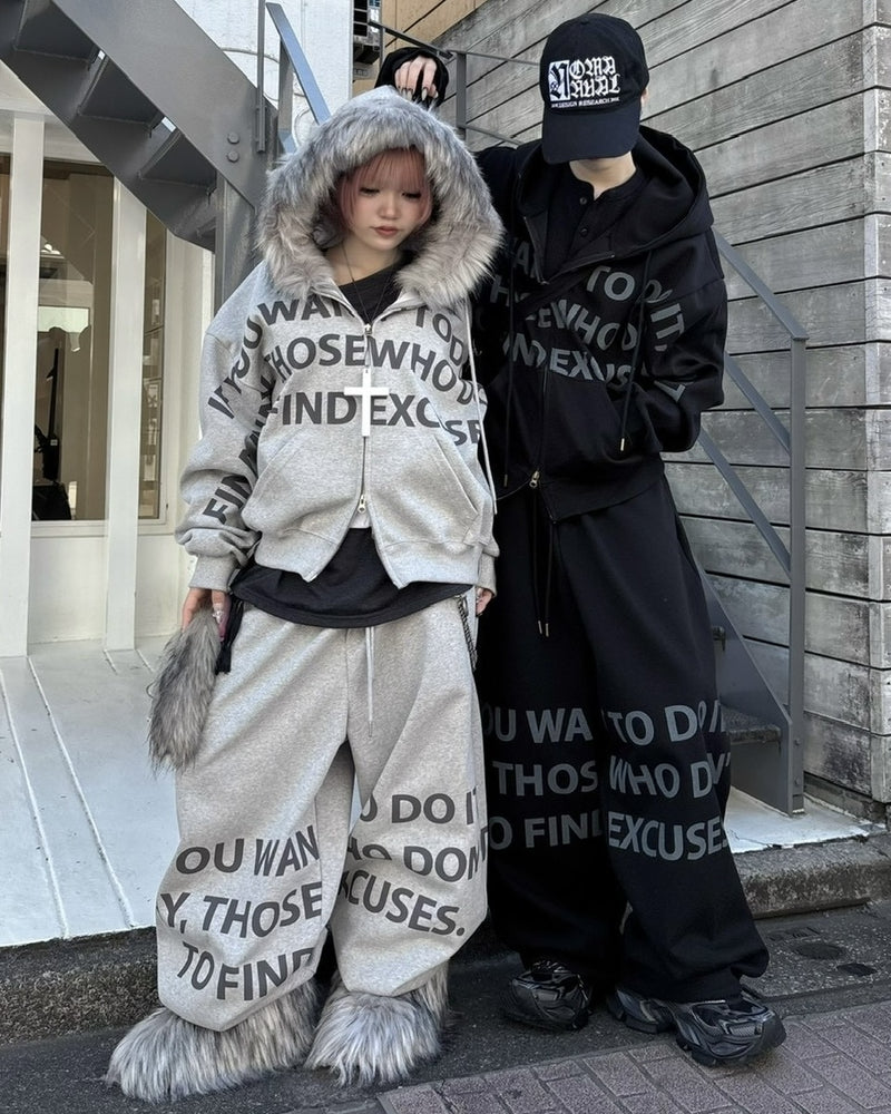 受注制【nmtc +】lettering wide sweat pants / 【エヌエムティーシープラス】レタリングスウェットパンツ (2color)