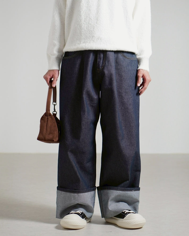 受注制【Chikashitsu +】roll-up balloon denim pants / 【チカシツプラス】ロールアップバルーンデニムパンツ (2color)