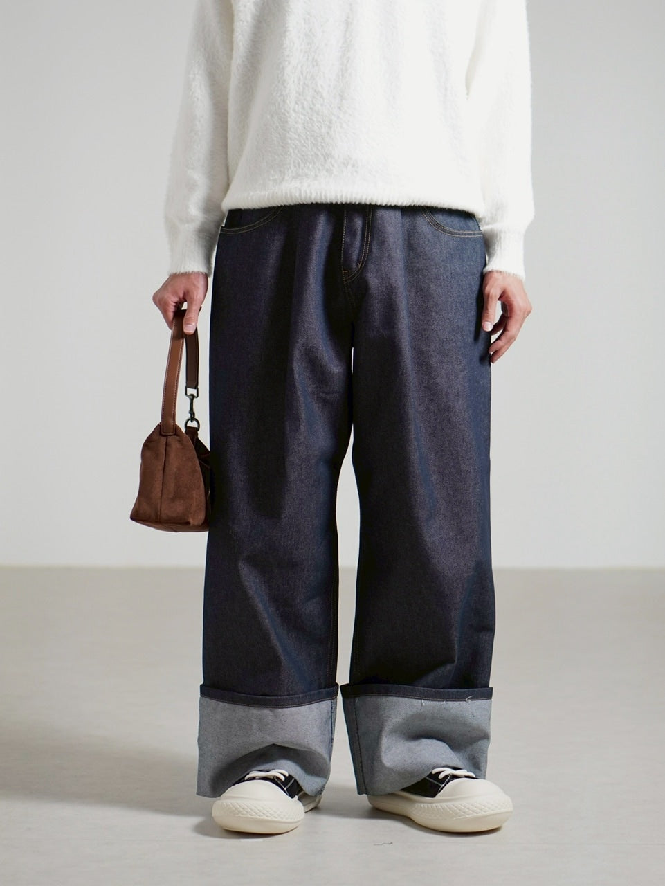 受注制【Chikashitsu +】roll-up balloon denim pants / 【チカシツプラス】ロールアップバルーンデニムパンツ (2color)