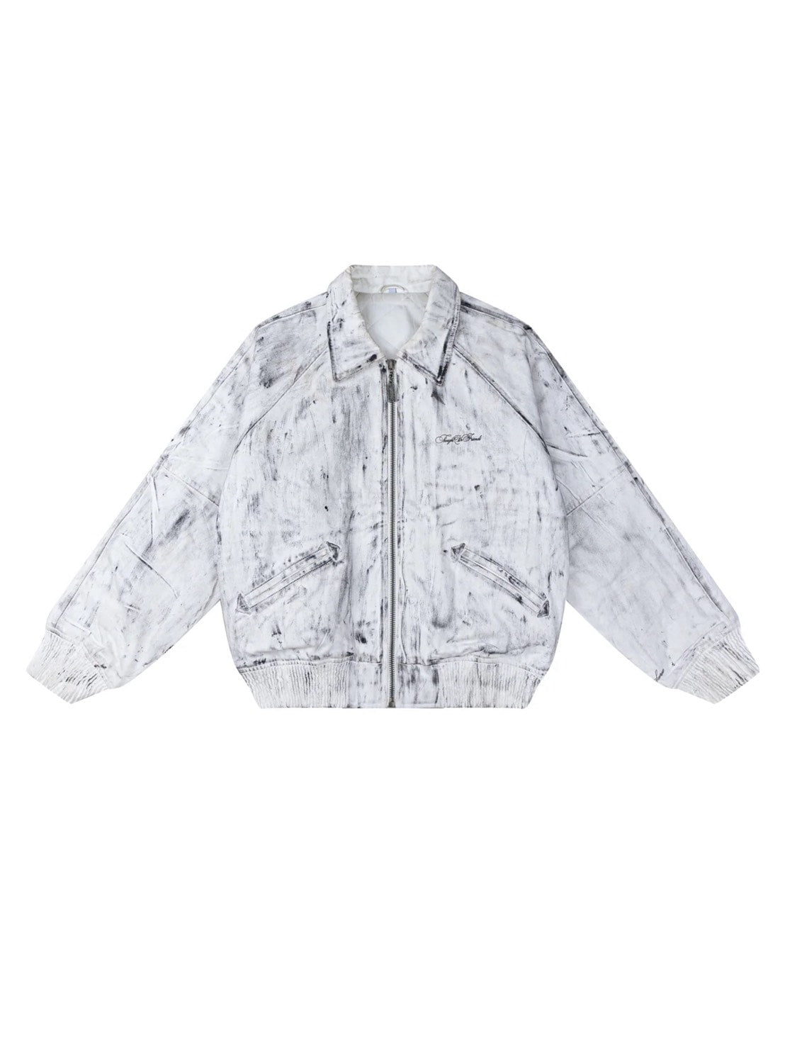 【Thought We Friends】Bane Waxed Denim Varsity Jacket