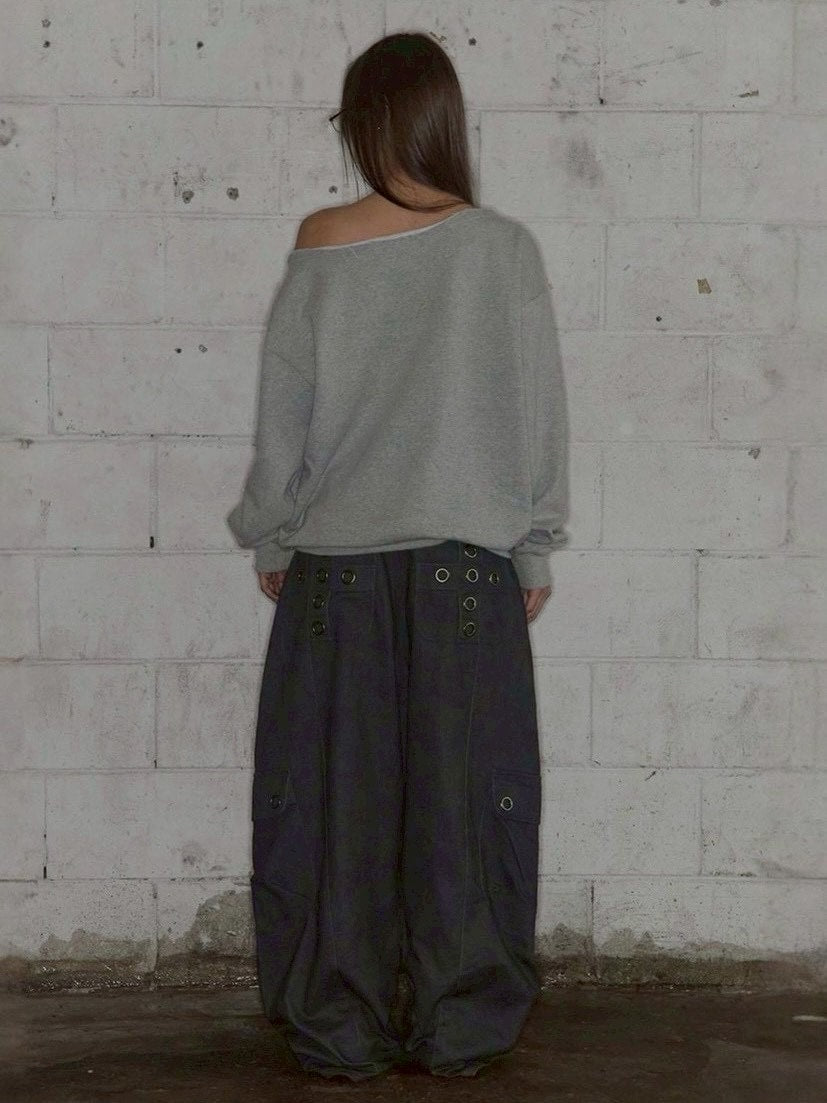 【FANCY CLUB】NECKLISS ONE-SHOULDER SWEATSHIRT / 【ファンシークラブ】ネックレスワンショルダースウェット長袖Tシャツ "