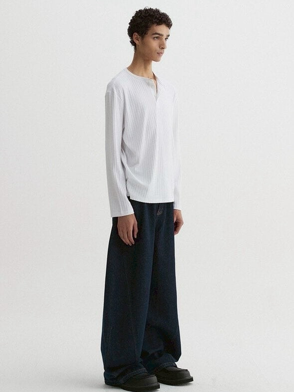 【DNSR】Ribbed Henley Long Sleeve