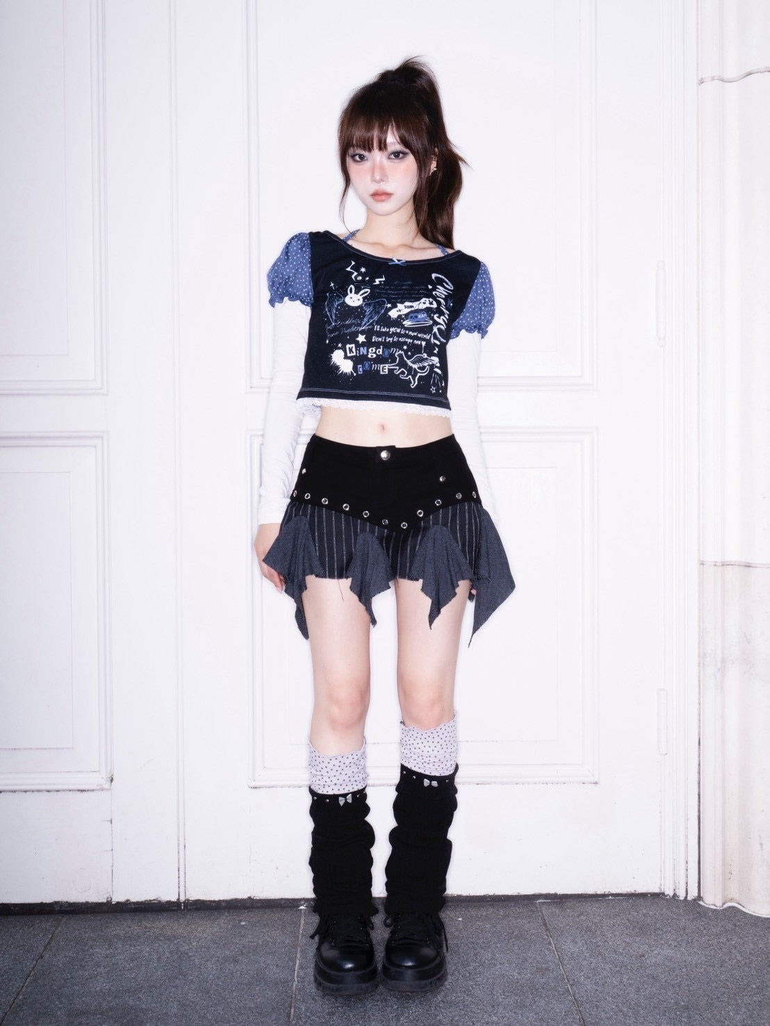 1/2 20:00発売【CHERRYQUIRI】eyelet unbal ruffle sk