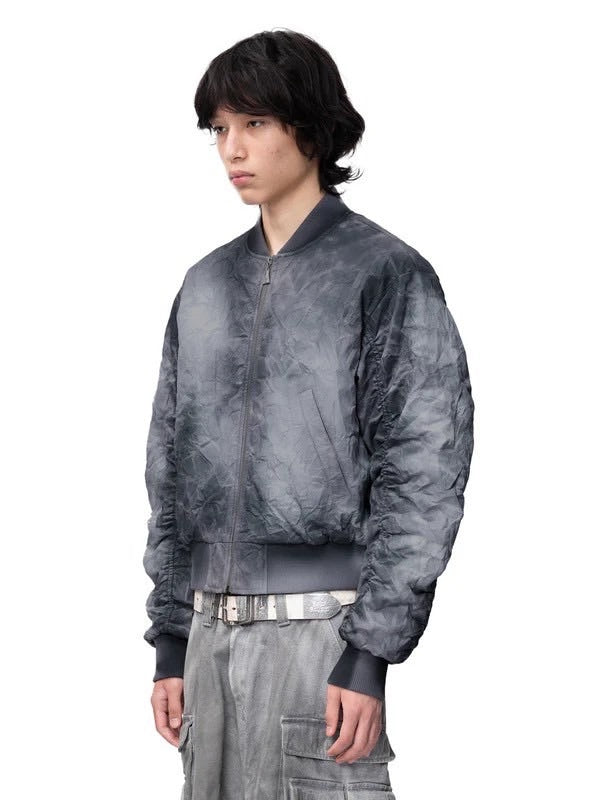 【The Boy Has No Patience】Pleated Spray Color Ma1 Jacket / 【ザボーイハズノーペーシェンス】スプレーカラーシャーリングMA1ブルゾン