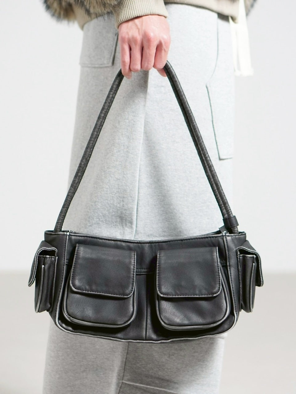 受注制【Chikashitsu +】vintage wash non-leather hand bag / 【チカシツプラス】ヴィンテージウォッシュノンレザーハンドバッグ