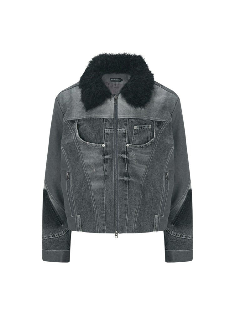【SURGERY】Surgery fur trimming denim jacket