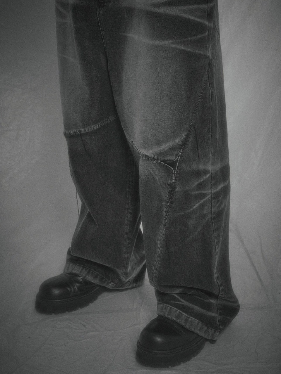 【SURGERY】surgery sutured wide denim pants