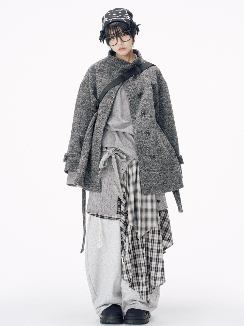 国際配送【Nerd out XU】knit layered skirt / 【ナードアウトエックスユー】ニットレイヤードスカート (3color)