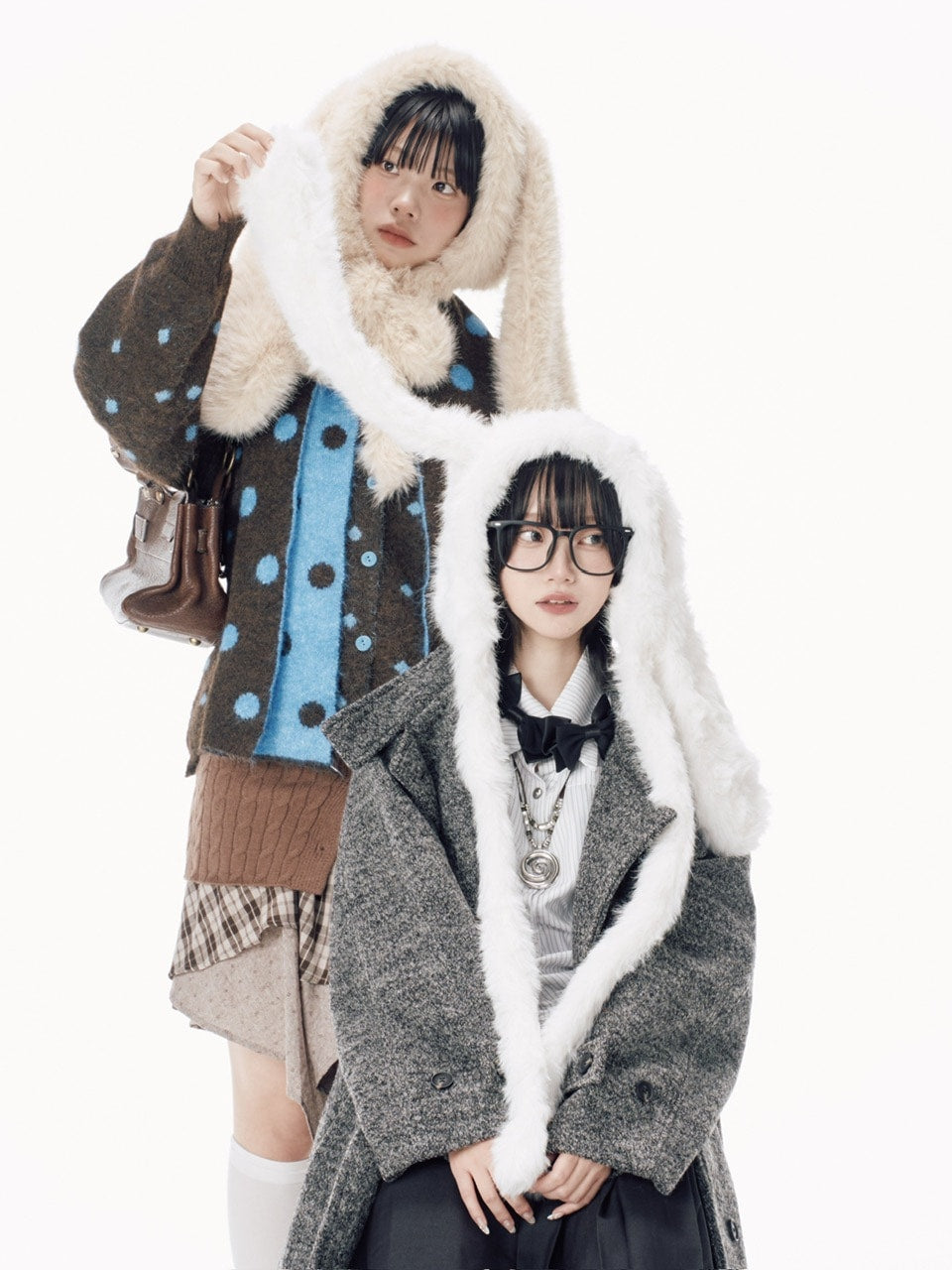 国際配送【Nerd out XU】rabbit ears fur baraclava / 【ナードアウトエックスユー】ラビットイヤーファーバラクラバ (2color)