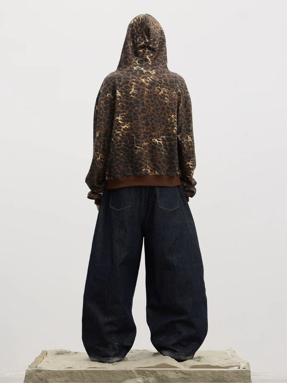 【DND4DES】Cartoon Rhinestone-Studded Leopard Print Zip Hoodie /【ディーエヌディーフォーデス】ラインストーンレオパードプリントジップアップパーカー