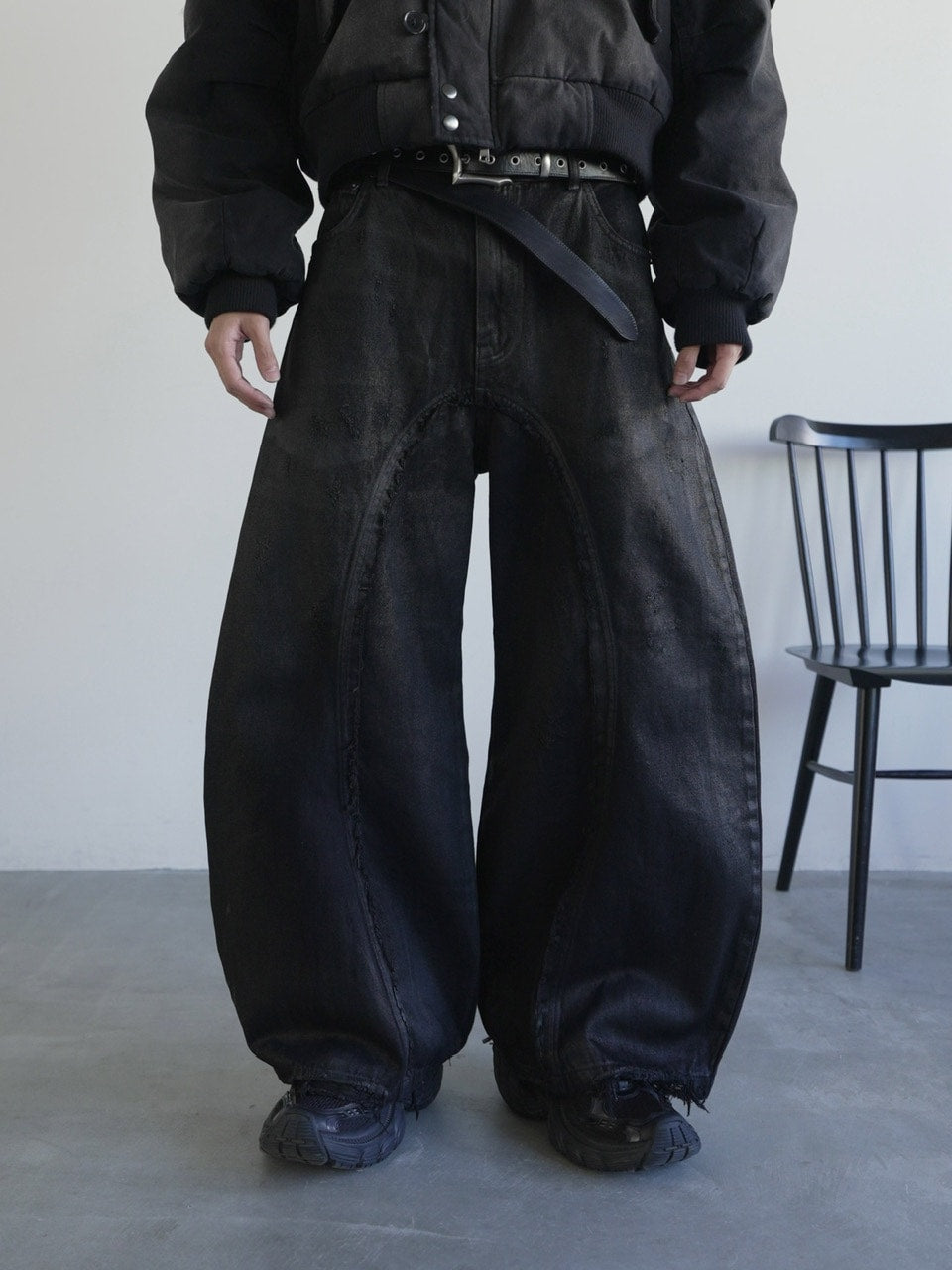 【CHIKASHITSU PLUS HIGH】Washed coating denim pants