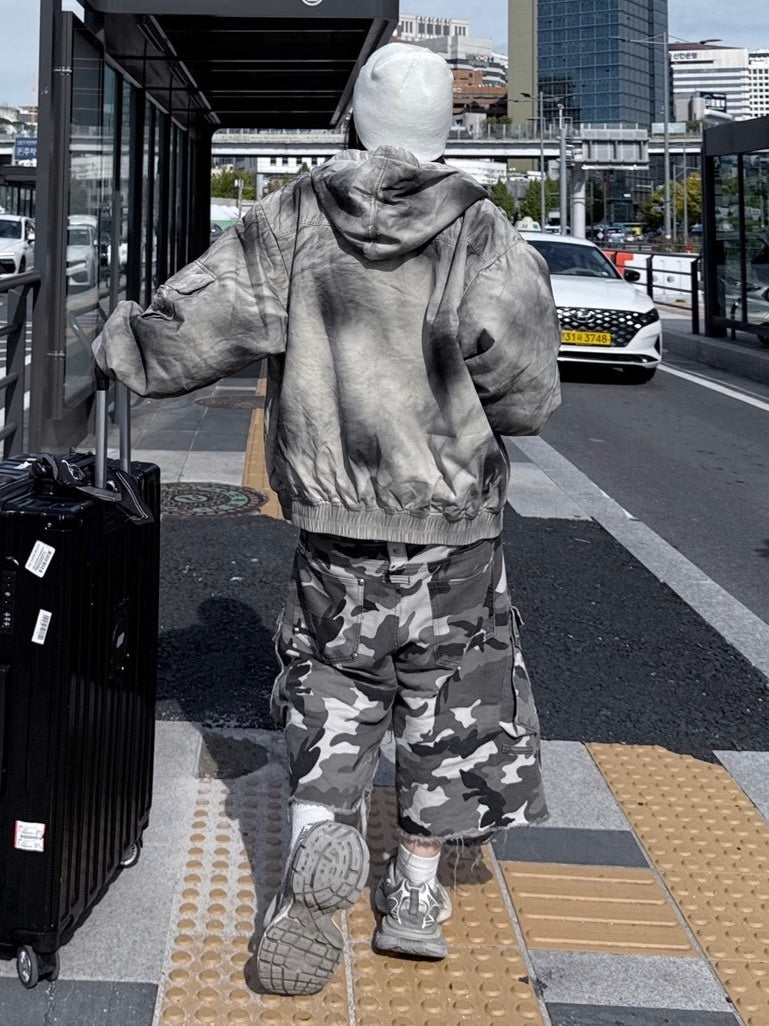 受注制【Never mind the XU】damage hood jacket / 【ネバーマインドザエックスユー】ダメージフードジャケット