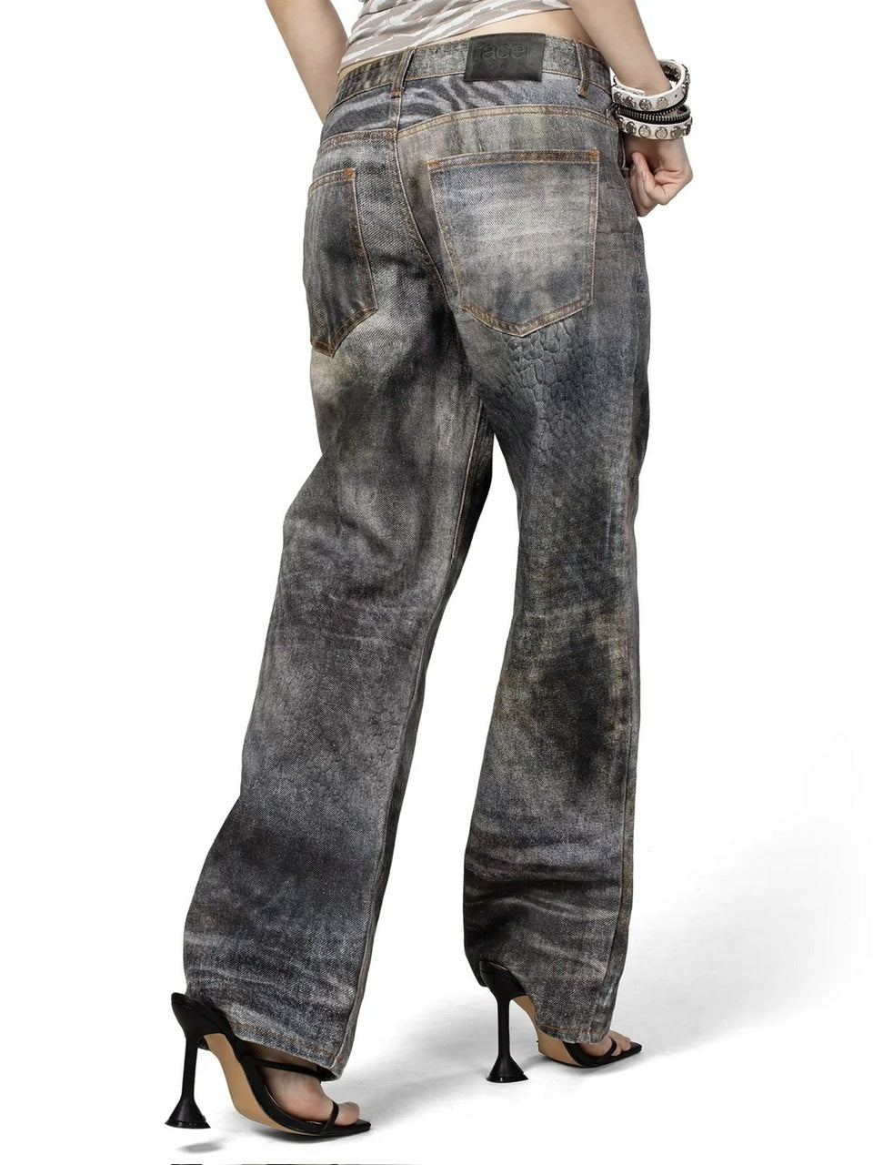 【RACER WORLDWIDE】Mud-Printed Denim Pants