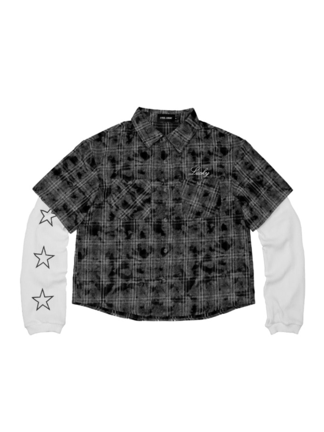 【IFEELLUCKY】Double layered waffle check shirt