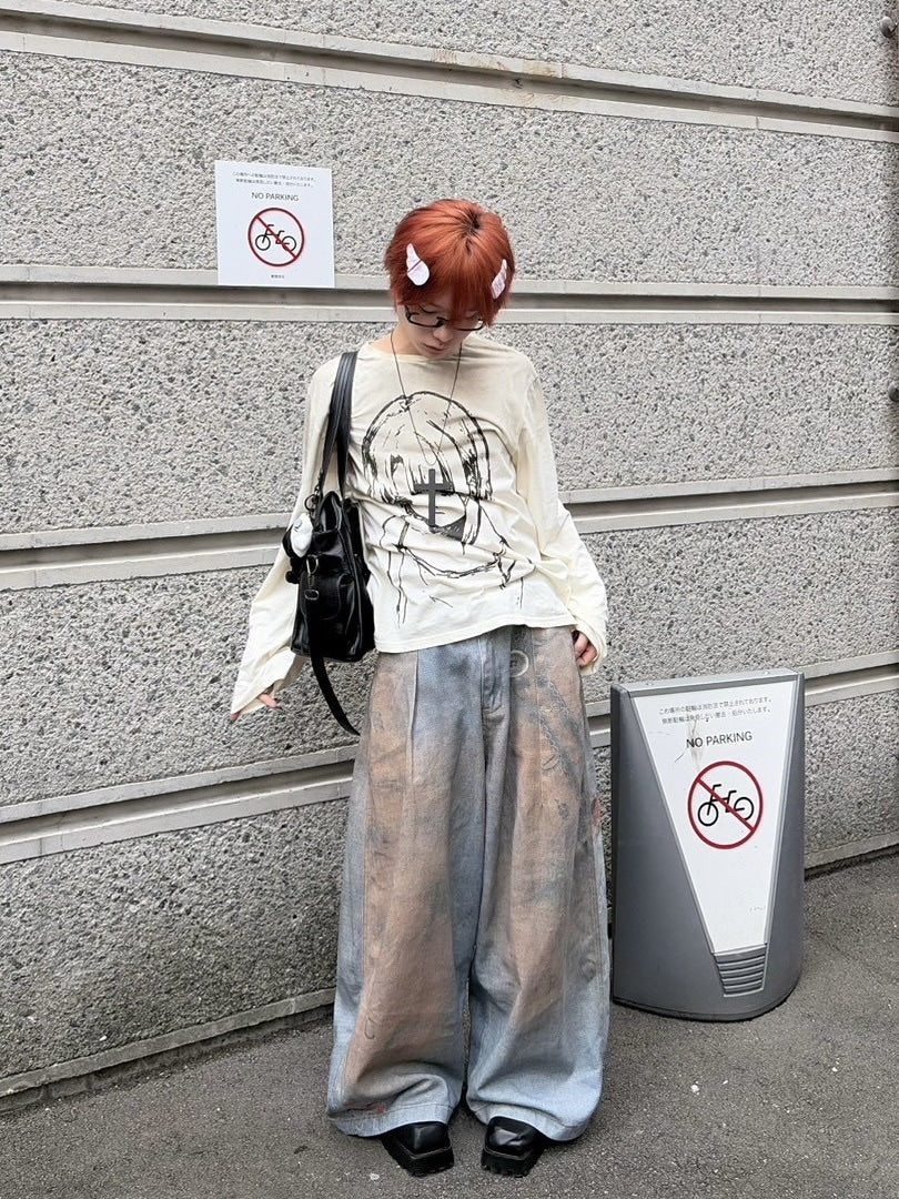 国際配送【LUV CODE】anime print long sleeve tee (2color)