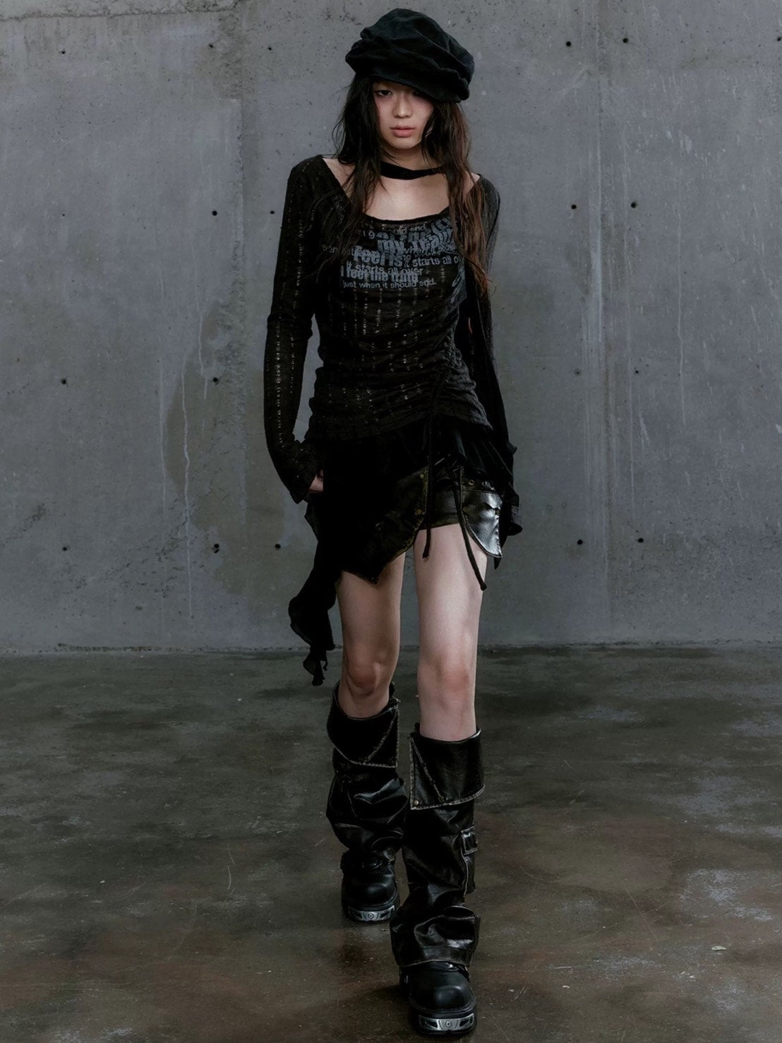 【Cest Nous】Dropped Neckline Graffiti Top