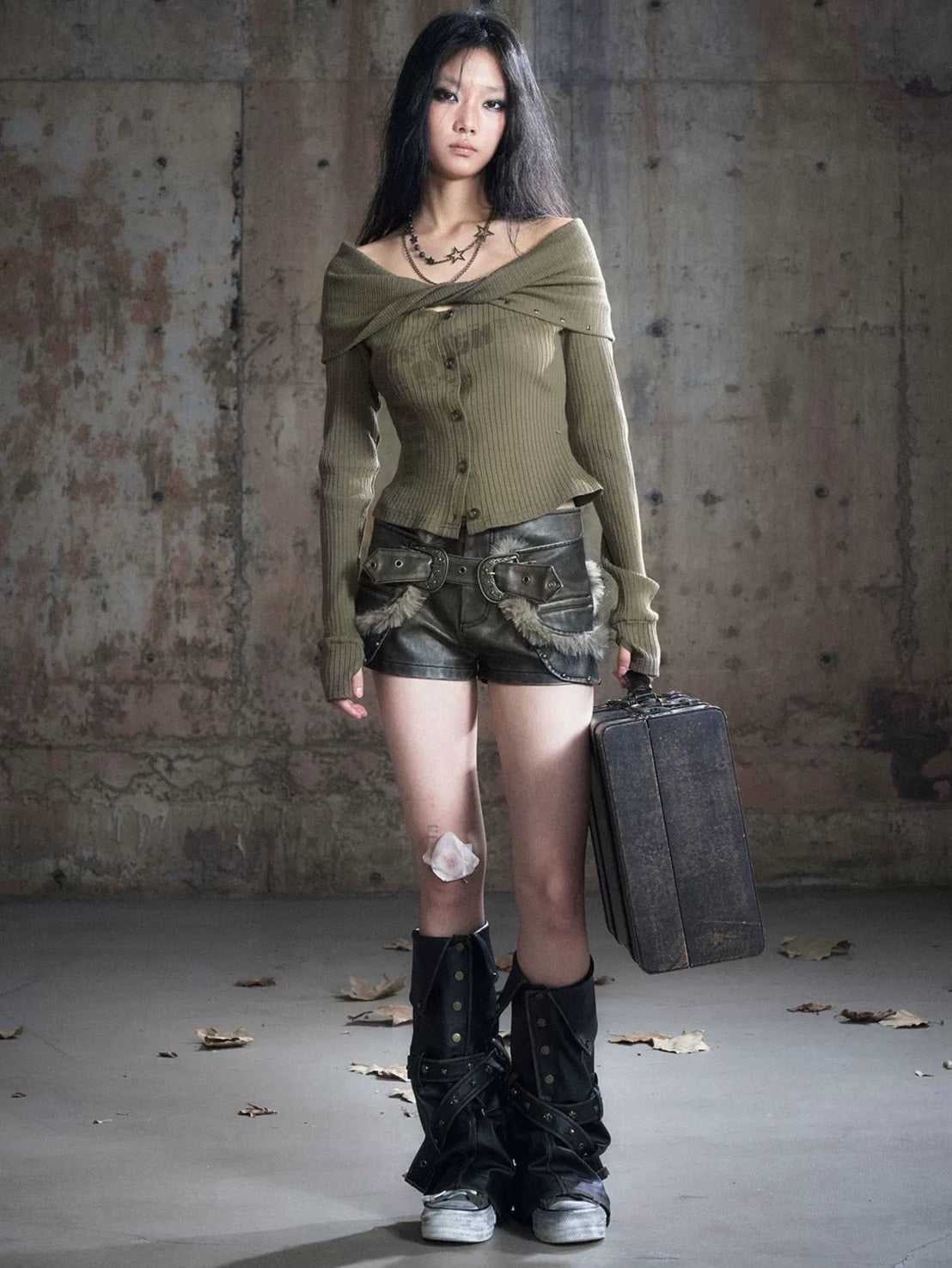 【Cest Nous】Off Shoulder Print Top / 【セヌー】オフショルダープリント長袖トップス