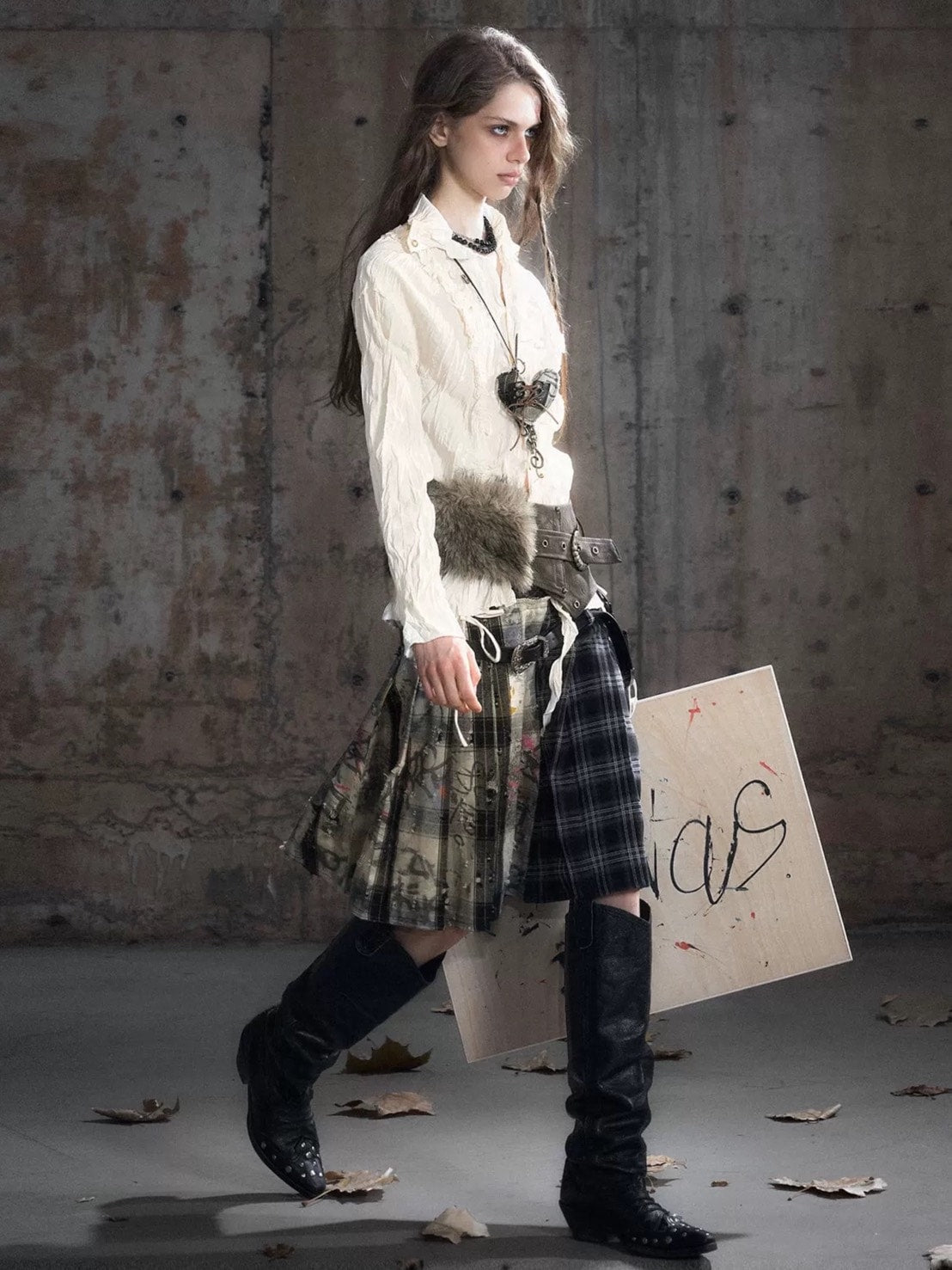 【Cest Nous】Brown Waist Belt / 【セヌー】ポケット付きファーポイントベルト